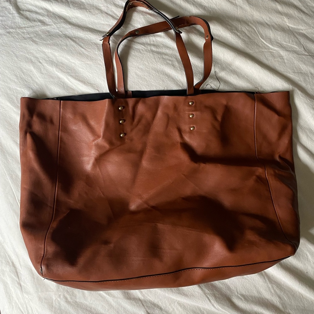 Brown Leather Tote Bag Zara